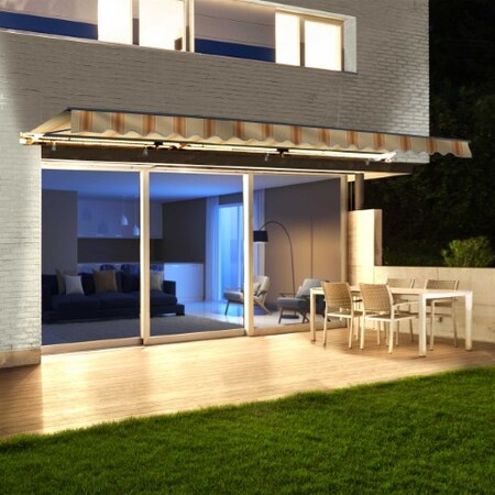ALEKO Half Cassete LED Retractable Patio Awning 10x8Ft - Multi-Yellow